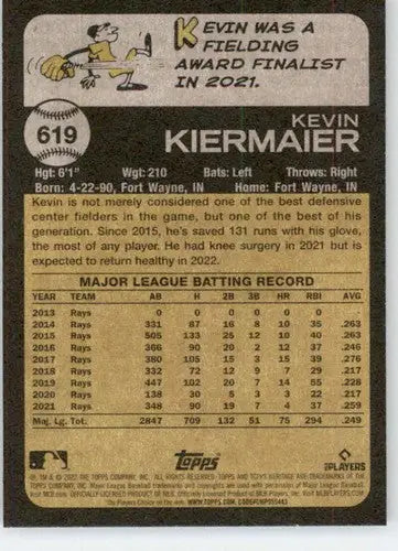 2022 Topps Heritage High Number #619 Kevin Kiermaier NM-MT Rays ID:61035 - Baseball Card Single