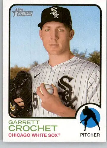 Original gloss 2022 Topps Heritage High Number Garrett Crochet White Sox baseball card