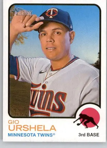Gio Urshela baseball card from 2022 Topps Heritage High Number series in NM-MT condition