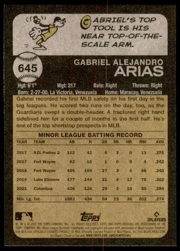 Baseball card back featuring original gloss from Topps Heritage High Number series
