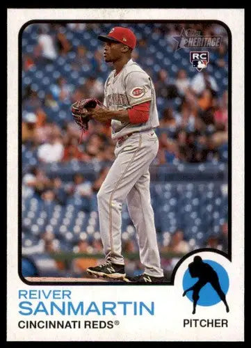 Baseball card from 2022 Topps Heritage High Number series featuring Reiver Sanmartin RC