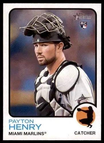 Baseball card of a catcher from 2022 Topps Heritage High Number series