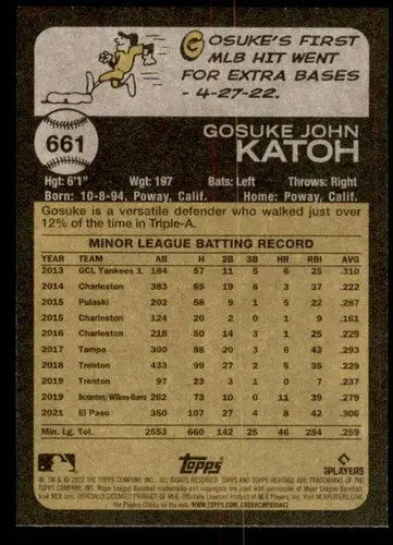 2022 Topps Heritage High Number #661 Gosuke Katoh NM-MT RC Rookie Mets ID:62164 - Baseball Card Single