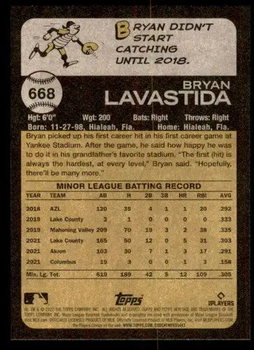 2022 Topps Heritage High Number #668 Bryan Lavastida NM-MT RC Rookie Gu ID:56041 - Baseball Card Single