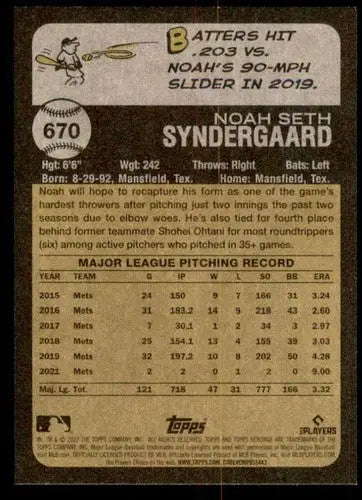 2022 Topps Heritage High Number #670 Noah Syndergaard NM-MT Phillies ID:59388 - Baseball Card Single