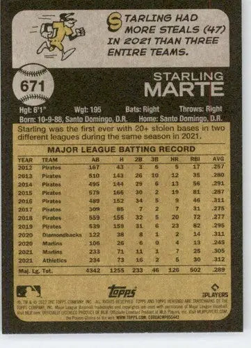 2022 Topps Heritage High Number #671 Starling Marte NM-MT Mets ID:62237 - Baseball Card Single