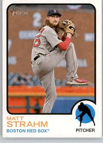 2022 Topps Heritage High Number Matt Strahm baseball card with original gloss in NM-MT condition