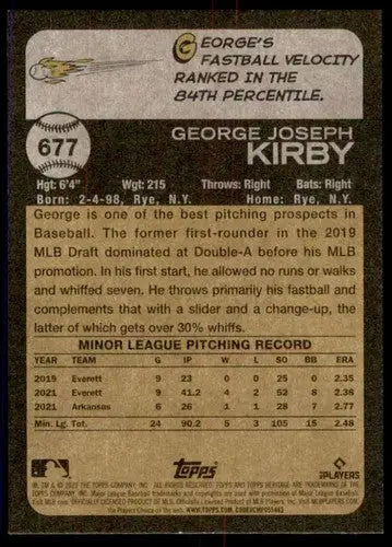 2022 Topps Heritage High Number #677 George Kirby NM-MT RC Rookie Marin ID:59373 - Baseball Card Single