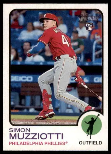 2022 Topps Heritage High Number Simon Muzziotti rookie baseball card with original gloss
