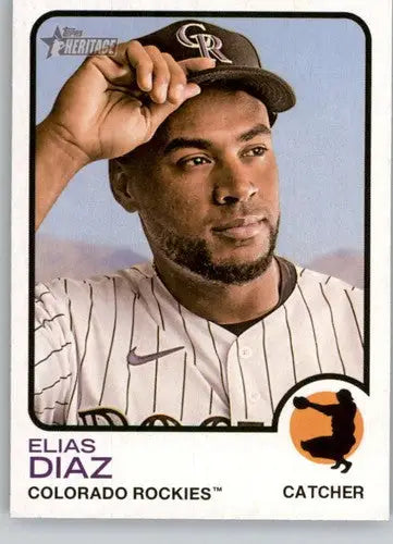 Elias Diaz baseball card from 2022 Topps Heritage High Number series