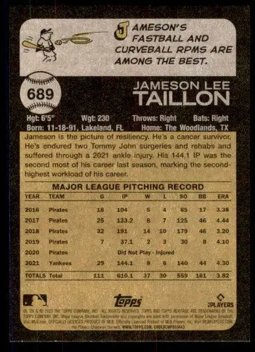 2022 Topps Heritage High Number #689 Jameson Taillon NM-MT Yankees ID:56049 - Baseball Card Single