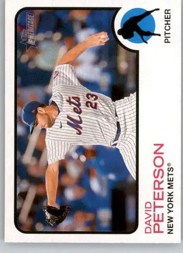 Original gloss baseball card from 2022 Topps Heritage High Number series featuring David Peterson Mets