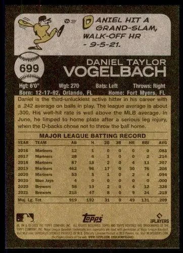 2022 Topps Heritage High Number #699 Daniel Vogelbach NM-MT Mets ID:62279 - Baseball Card Single