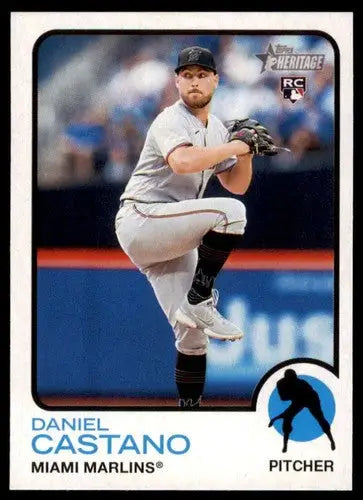Baseball card from Topps Heritage High Number series featuring Daniel Castano rookie