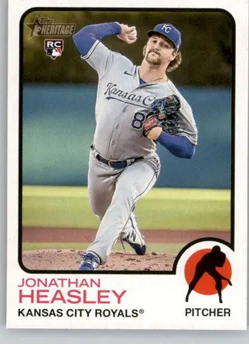 Jonathan Heasley baseball card from 2022 Topps Heritage High Number series