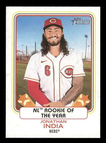 Jonathan India baseball card from 2022 Topps Heritage High Number Award Winners collection