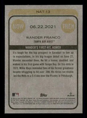 2022 Topps Heritage High Number baseball card back for Wander Franco NM-MT Ra ID 59335