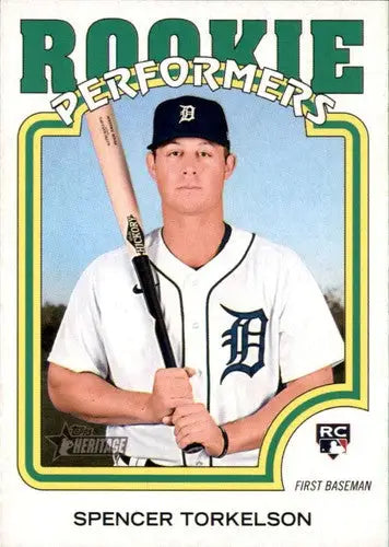 Spencer Torkelson rookie baseball card from 2022 Topps Heritage High Number series