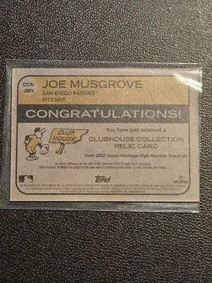 2022 Topps Heritage Joe Musgrove Clubhouse Collection Relics High Number - Baseball Card Single