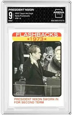 2022 Topps Heritage Arena Club President Nixon trading card from Topps Heritage Flashbacks 1973