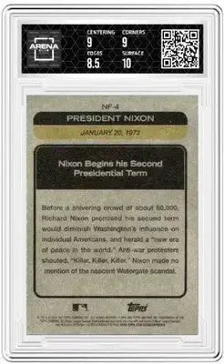 2022 Topps Heritage Arena Club graded trading card of Richard Nixon for Topps Heritage President