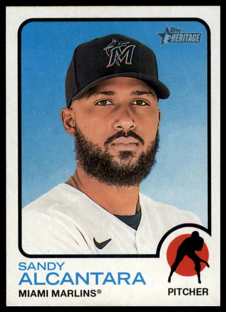 2022 Topps Heritage Sandy Alcantara 147 Miami Marlins NM - Baseball Card Single
