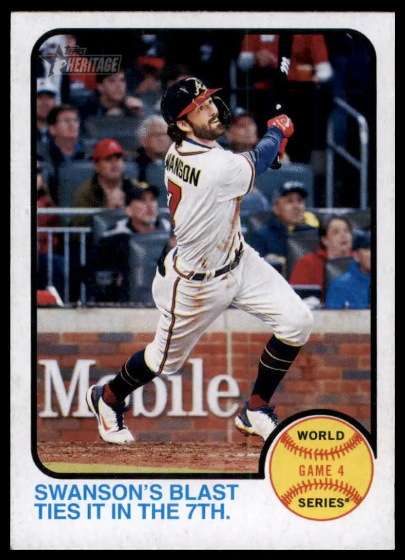 2022 Topps Heritage Swanson’s Blast Ties It In the 7th 207 Atlanta Braves NM - Baseball Card Single