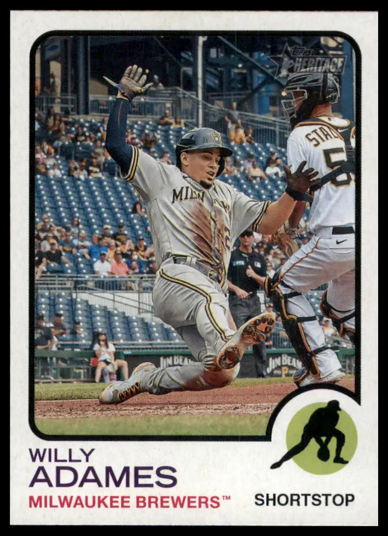 2022 Topps Heritage Willy Adames 144 Milwaukee Brewers NM - Baseball Card Single