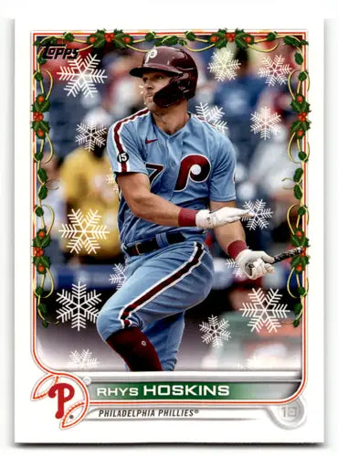 Original gloss 2022 Topps Holiday HW105 Rhys Hoskins Phillies baseball card