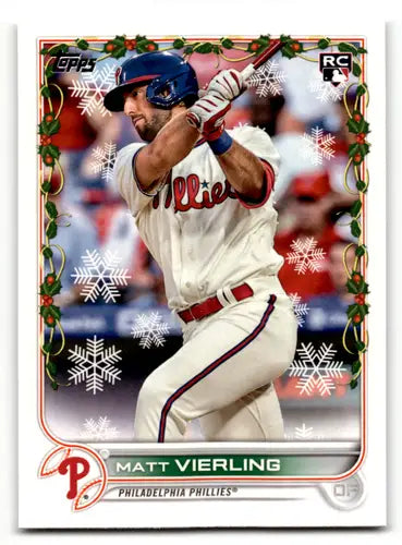 Original gloss 2022 Topps Holiday HW137 Matt Vierling rookie baseball card