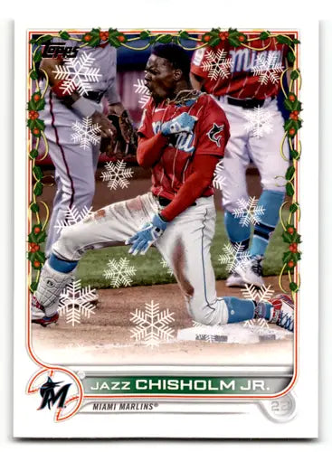 2022 Topps Holiday HW142 Jazz Chisholm Jr. baseball card with original gloss Marlins