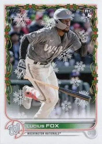 2022 Topps Holiday Lucius Fox baseball card with original gloss RC Nationals ID 48923