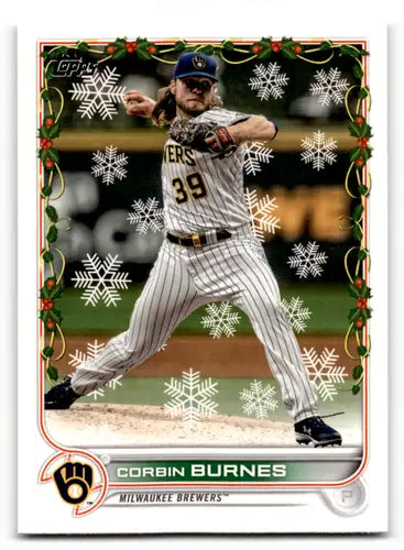 2022 Topps Holiday Corbin Burnes baseball card with original gloss Brewers ID 47413