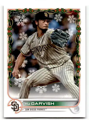 Original gloss HW182 Yu Darvish baseball card from 2022 Topps Holiday collection