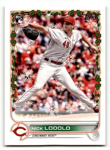 2022 Topps Holiday HW24 Nick Lodolo rookie baseball card Reds NM-MT