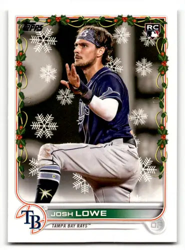 Original gloss 2022 Topps Holiday HW56 Josh Lowe rookie baseball card