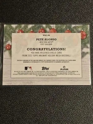 2022 Topps Holiday #WRC-PA Pete Alonso Relics - Baseball Card Single