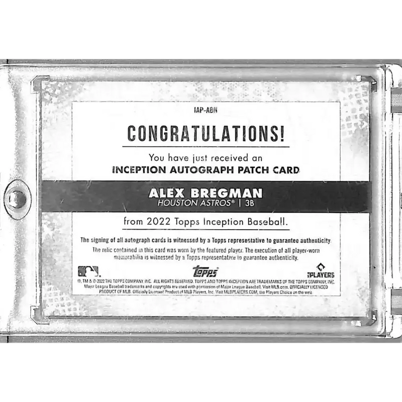 2022 Topps Inception #IAP-ABN Alex Bregman NM-MT MEM Auto 1/1 Houston Astros - Baseball Card Single