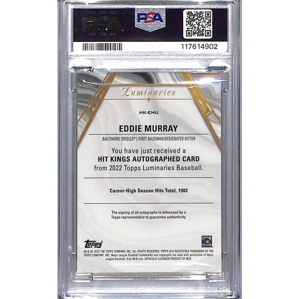 2022 Topps Luminaries Hit Kings Blue #HK-EMU Eddie Murray PSA 9 MINT Auto 2/5 Baltimore Orioles - Baseball Card Single