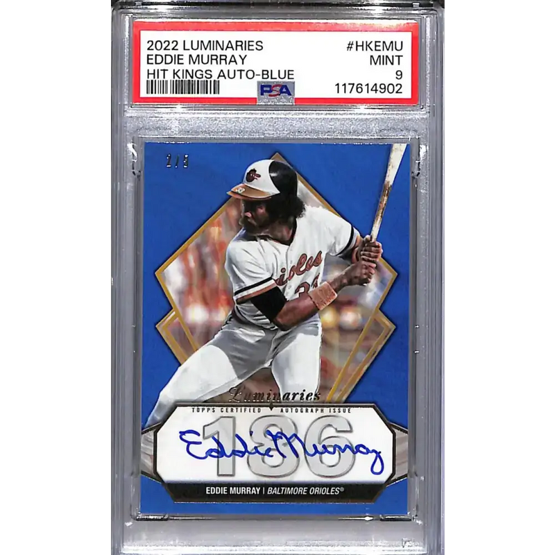 2022 Topps Luminaries Hit Kings Blue #HK-EMU Eddie Murray PSA 9 MINT Auto 2/5 Baltimore Orioles - Baseball Card Single