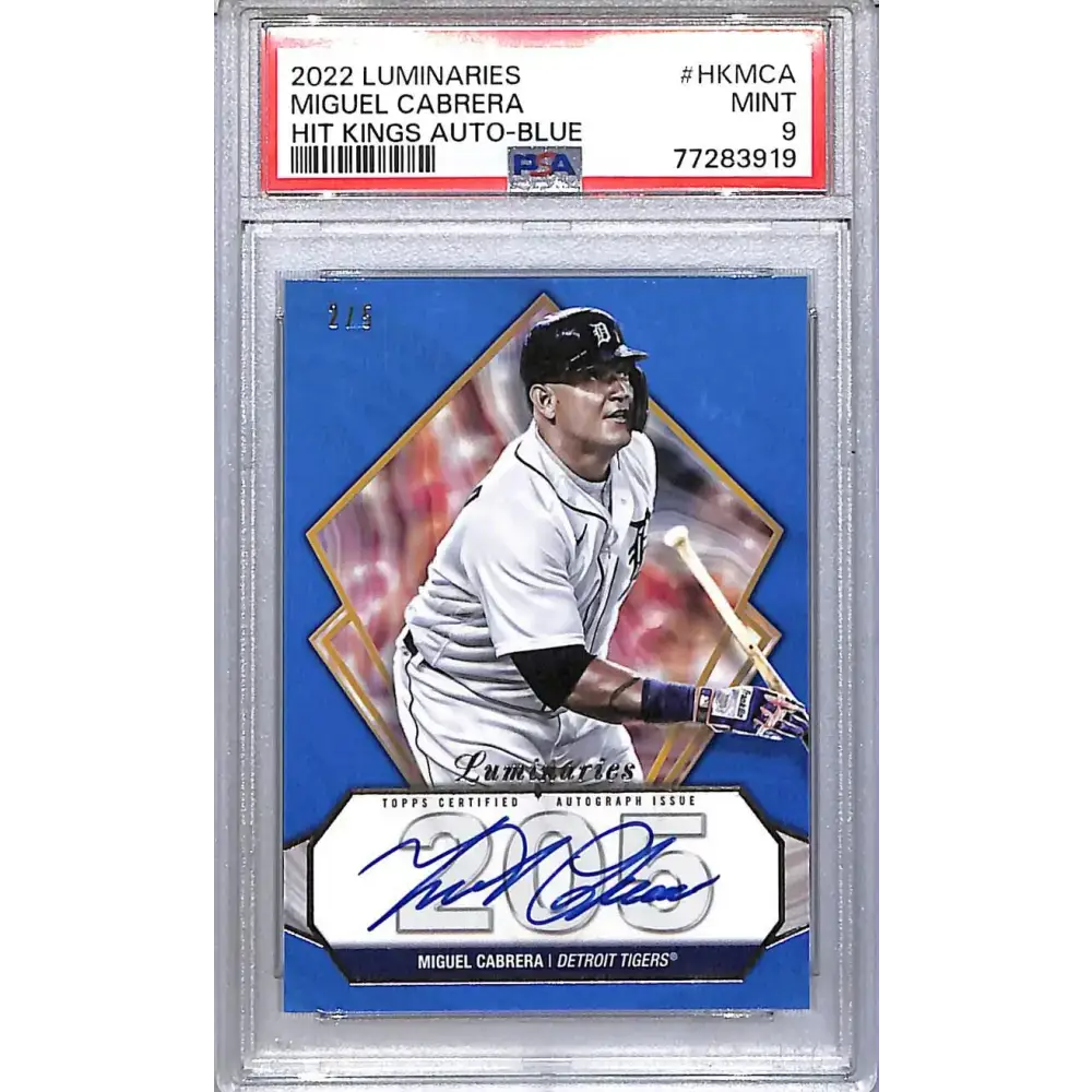 2022 Topps Luminaries Hit Kings Blue #HK-MCA Miguel Cabrera PSA 9 MINT Auto 2/5 Detroit Tigers - Baseball Card Single