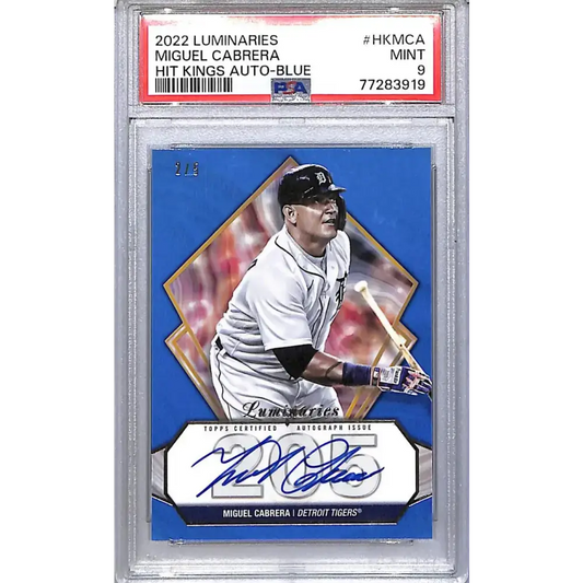 2022 Topps Luminaries Hit Kings Blue #HK-MCA Miguel Cabrera PSA 9 MINT Auto 2/5 Detroit Tigers - Baseball Card Single