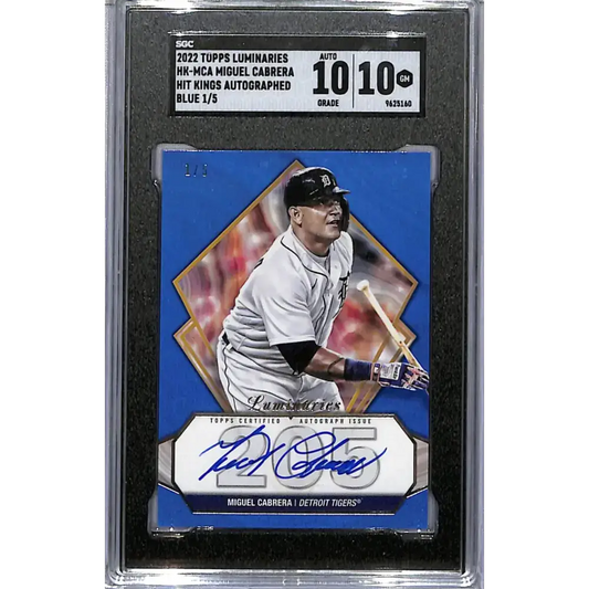 2022 Topps Luminaries Hit Kings Blue #HK-MCA Miguel Cabrera SGC 10 Gem Auto 1/5 Detroit Tigers - Baseball Card Single