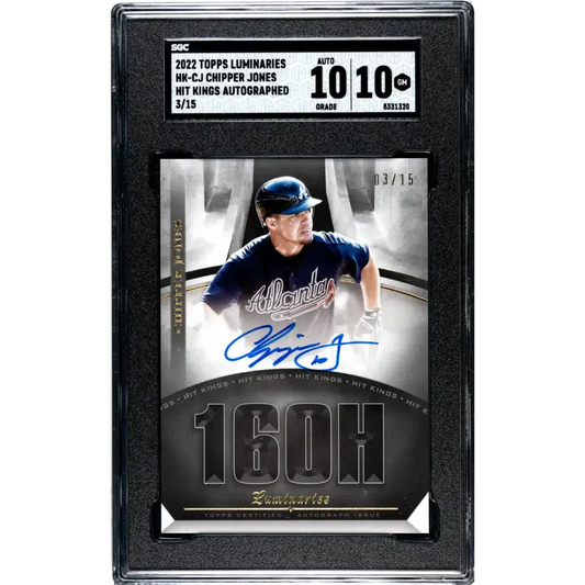 2022 Topps Luminaries Hit Kings #HK-CJ Chipper Jones SGC 10 Gem Auto 3/15 Atlanta Braves Baseball Card - Baseball Card