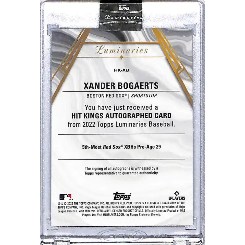 2022 Topps Luminaries Hit Kings #HK-XB Xander Bogaerts NM-MT Auto 2/3 Boston Red Sox - Baseball Card Single