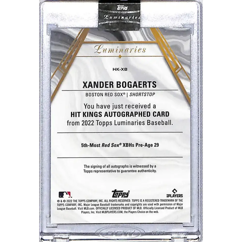 2022 Topps Luminaries Hit Kings #HK-XB Xander Bogaerts NM-MT Auto 2/3 Boston Red Sox - Baseball Card Single