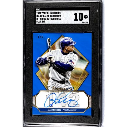 2022 Topps Luminaries #HK-ARR Alex Rodriguez SGC 10 Gem Auto 1/5 Texas Rangers Baseball Card - Baseball Card Single