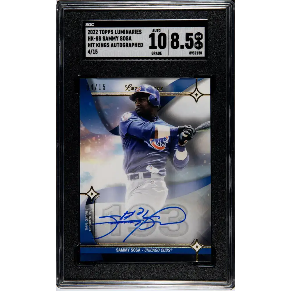 2022 Topps Luminaries #HK-SS Sammy Sosa SGC 8.5 NM/MT+ Auto 4/15 Chicago Cubs Baseball Card - Baseball Card Single