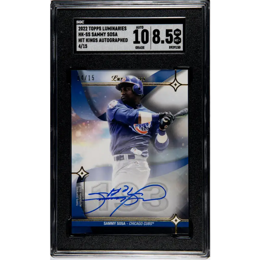 2022 Topps Luminaries #HK-SS Sammy Sosa SGC 8.5 NM/MT+ Auto 4/15 Chicago Cubs Baseball Card - Baseball Card Single