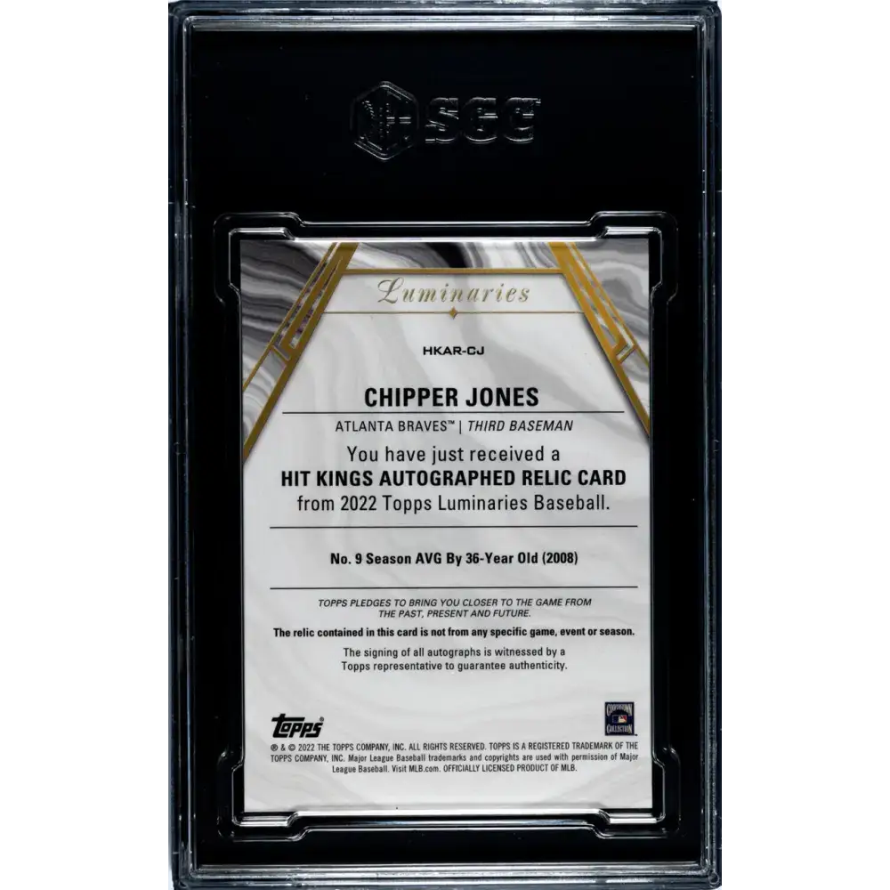 2022 Topps Luminaries #HKAR-CJ Chipper Jones SGC 9.5 MINT+ MEM Auto 8/10 Atlanta Braves Baseball Card - Baseball Card